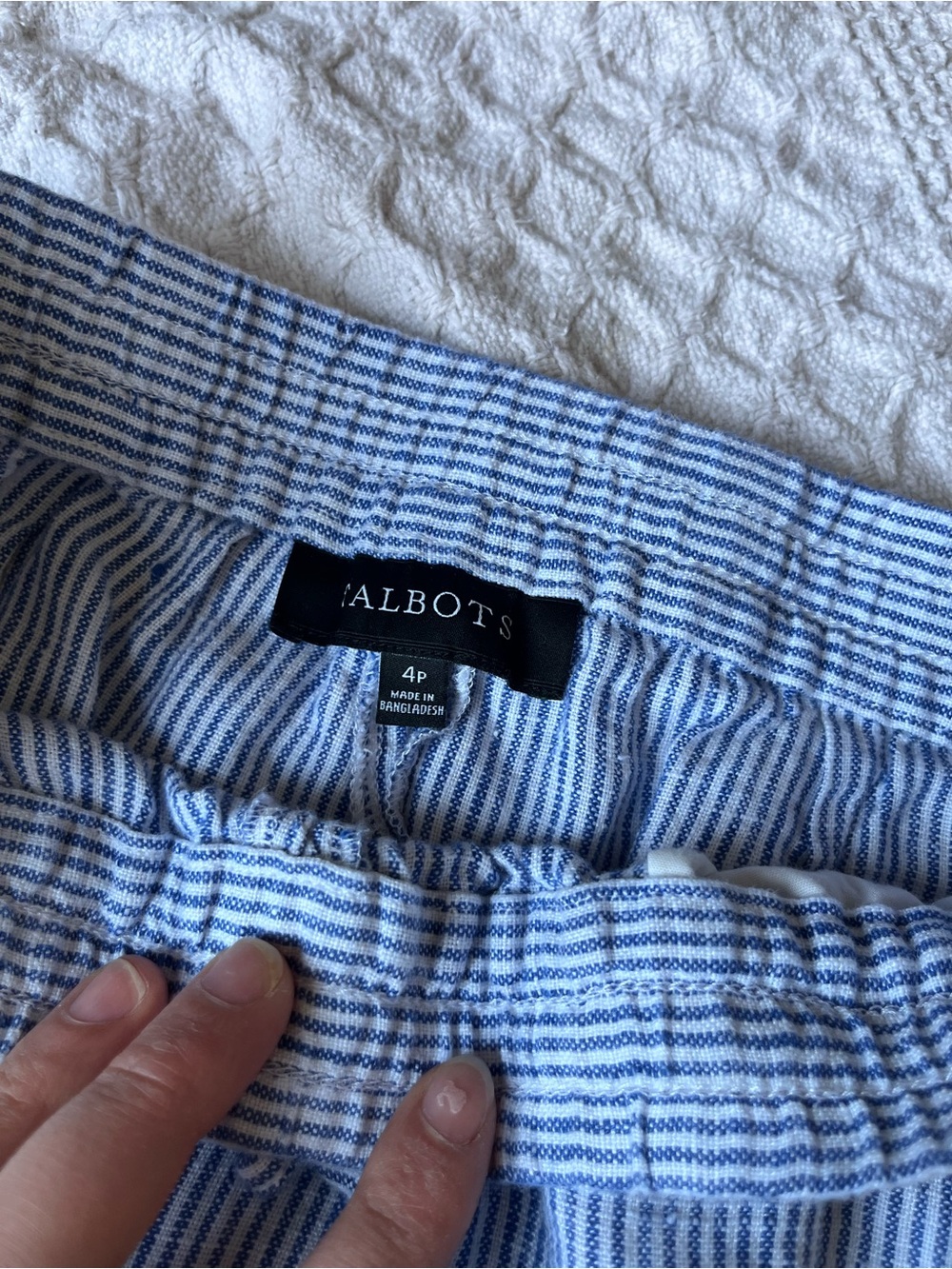 Talbots Light Blue Striped Wide-Leg Linen Pants - Picture 4 of 10